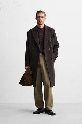 DOUBLE BREASTED WOOL BLEND COAT