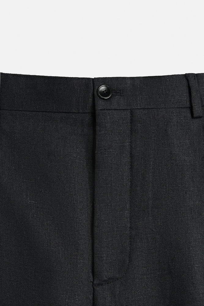 100% LINEN PLEATED PANTS