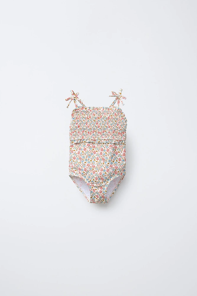 2-6 YEARS/ FLORAL HONEYCOMB SWIMSUIT