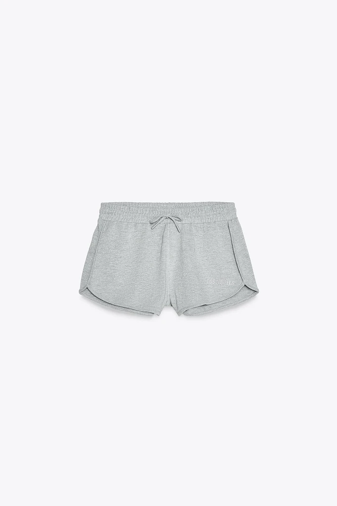 METALLIC THREAD FLEECE SHORTS