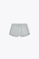 METALLIC THREAD FLEECE SHORTS