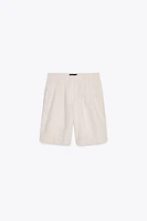 PLEATED LINEN BLEND SHORTS ZW COLLECTION