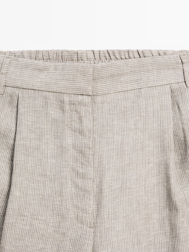 Pinstriped wide-leg linen trousers