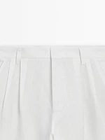 Pantalon à double pince 100 % lin