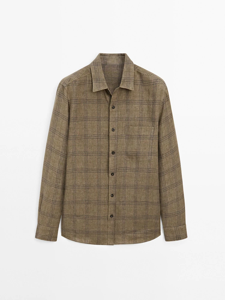 Chemise à carreaux regular fit en lin