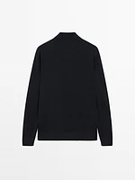 100% linen knit polo collar sweater
