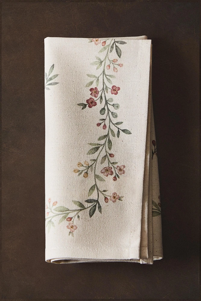 SERVIETTE DE TABLE IMPRIMÉ FLORAL (LOT DE 2