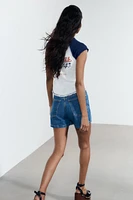 BERMUDA EN JEAN TRF COUPE MOM TAILLE HAUTE CROISÉE