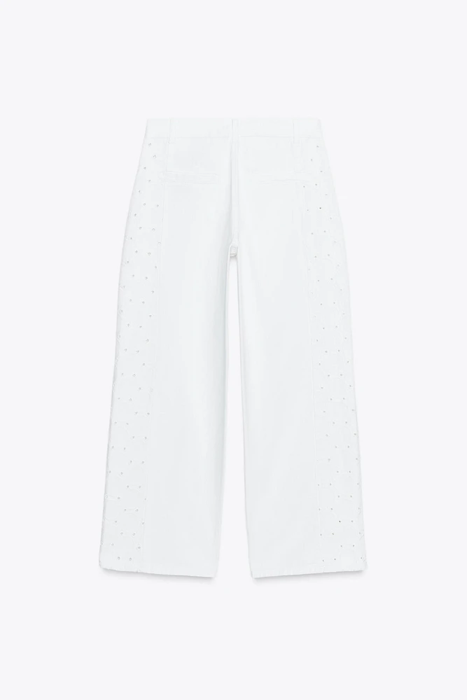 Z1975 WIDE LEG JEANS WITH PERFORATED EMBROIDERY