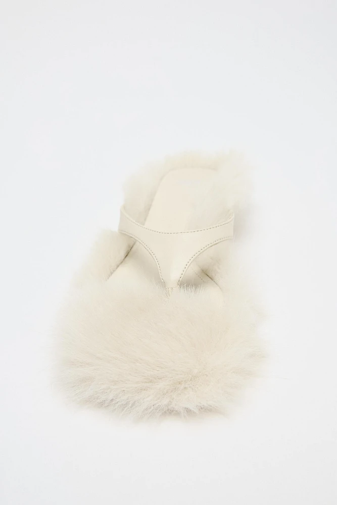LIMITED EDITION FAUX FUR LEATHER HEELED SANDALS