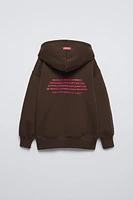 TEXT PRINT LINED HOODIE SWEATSHIRT