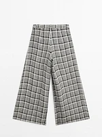 Pantalon palazzo à carreaux 100 % lin