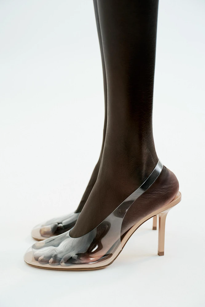 VINYL HEELED SLINGBACKS