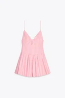 SHORT STRIPED BOW DRESS