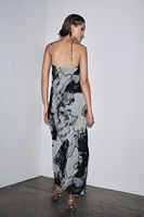 BEADED TIE-DYE HALTER DRESS