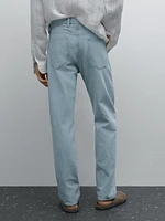 Slim fit cotton denim trousers