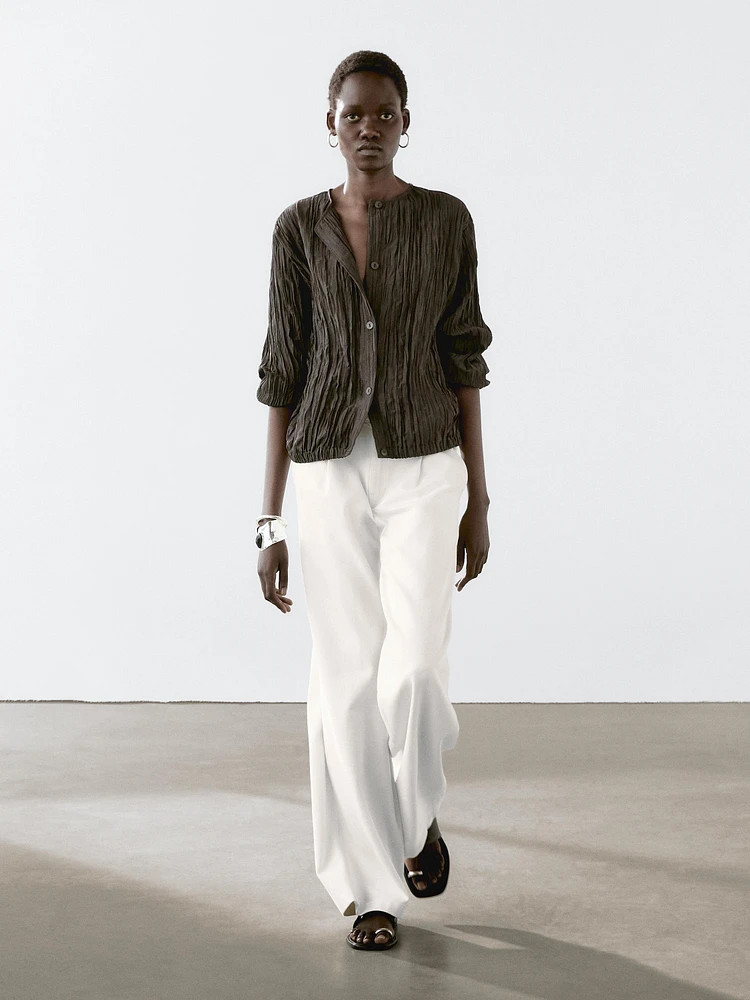 Relaxed fit mid-rise trousers