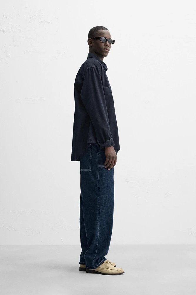 CONTRAST STITCHED WIDE LEG JEANS