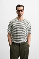STRIPED LINEN BLEND T-SHIRT