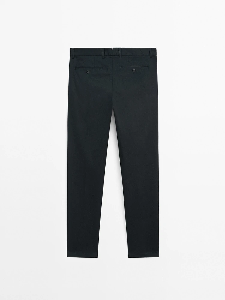 Pantalon slim décontracté en coton mélangé