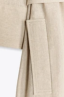 BELTED LINEN MINI DRESS