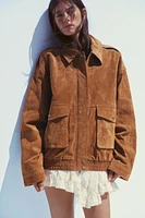 100% SUEDE BOMBER JACKET WITH POCKETS