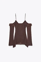 RUFFLED COLD-SHOULDER TOP