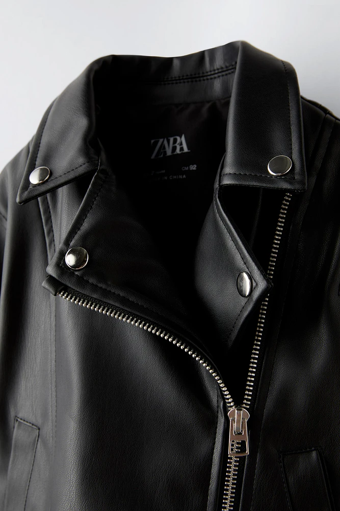 FAUX LEATHER BUCKLES JACKET