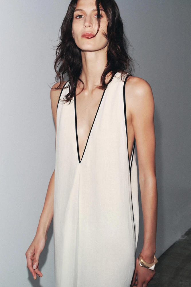 ZW COLLECTION LINEN BLEND DRESS WITH TRIM