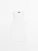 Top à encolure américaine en coton mélang