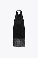 ROBE HALTER BRODERIES FRANGES