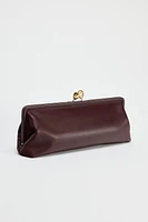 METAL TRIM LEATHER CLUTCH