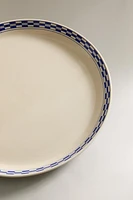 ASSIETTE PLATE CÉRAMIQUE BORD CARREAUX