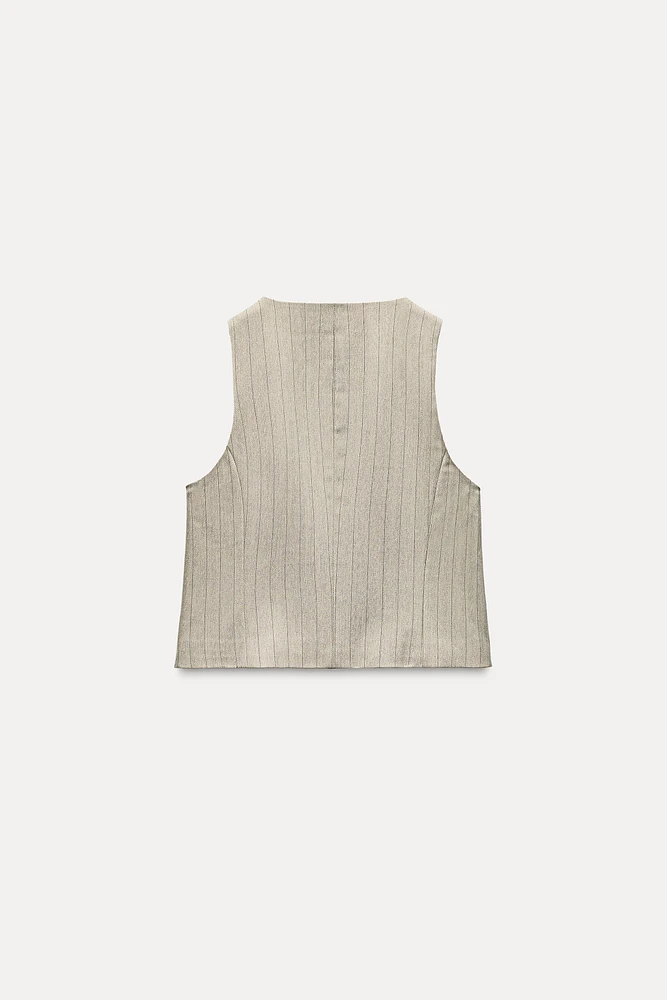 STRIPED HERRINGBONE VEST