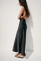 SATIN MIDI DRESS WITH CRISS-CROSS STRAPS