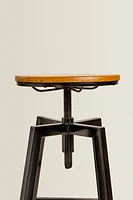 WOOD AND METAL SWIVEL BAR STOOL