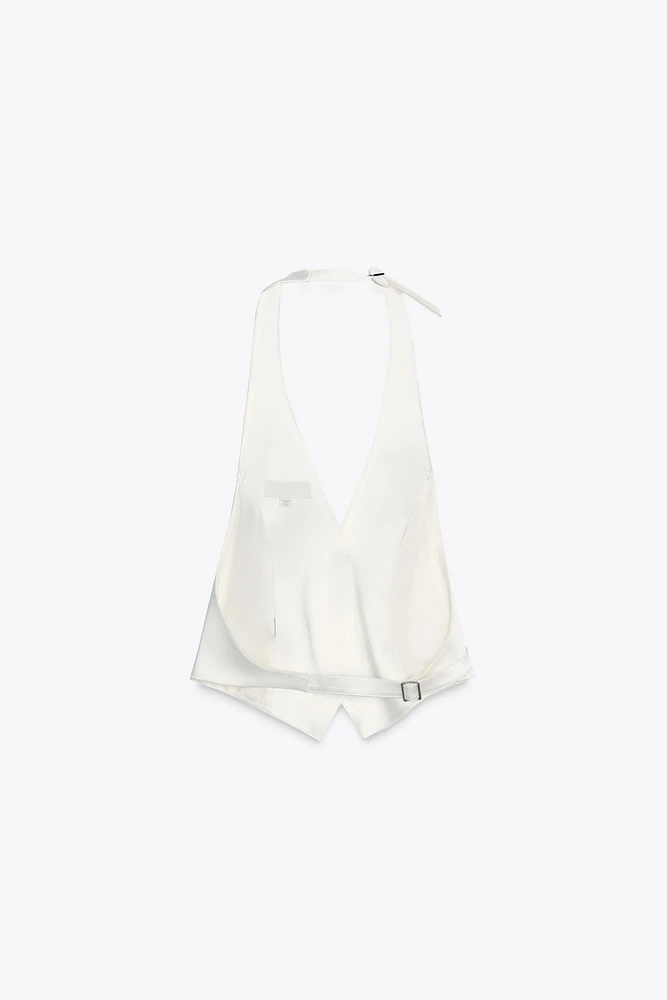 TOP GILET SATINÉ DOS NU