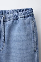 DRAWSTRING WIDE LEG JEANS