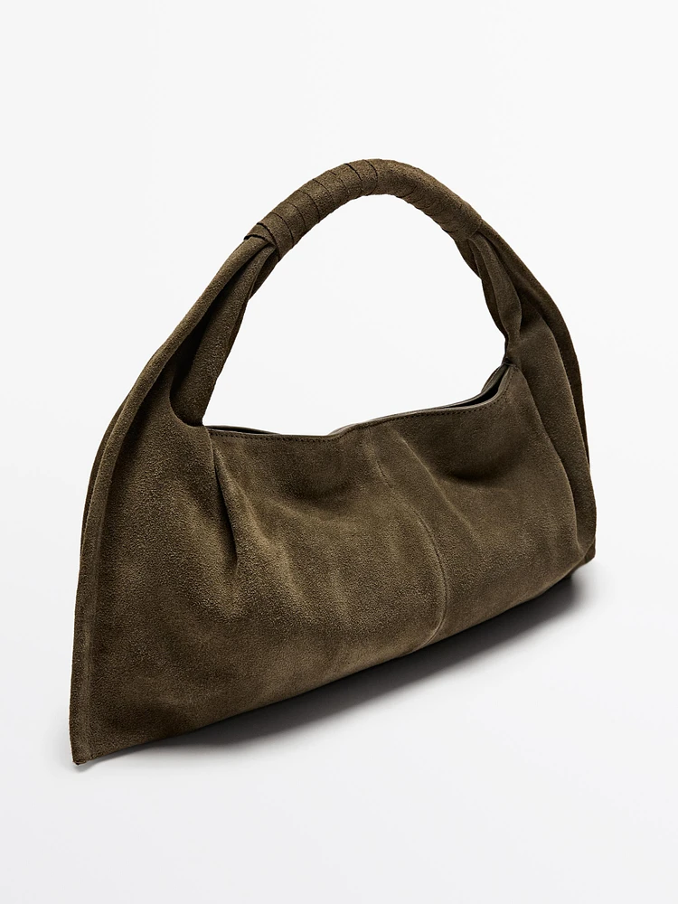 Split suede handbag