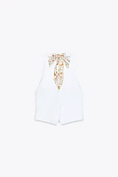 PRINTED SCARF HALTER VEST TOP