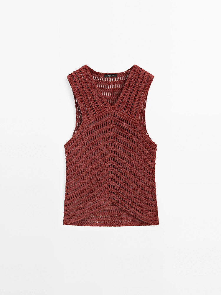 Top en maille ajourée crochetée