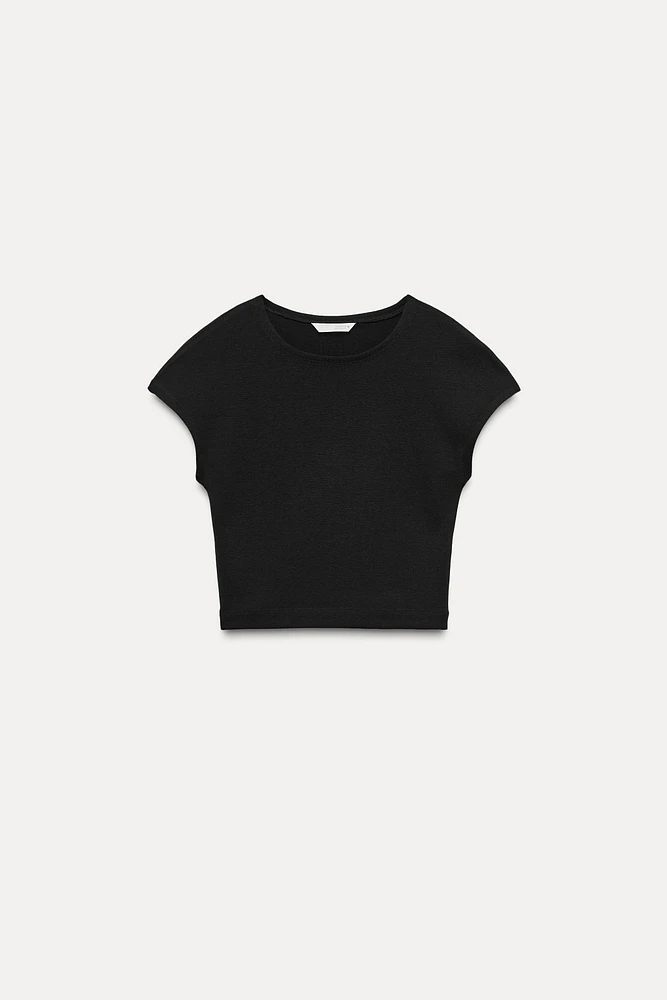 COTTON MODAL CROP T-SHIRT