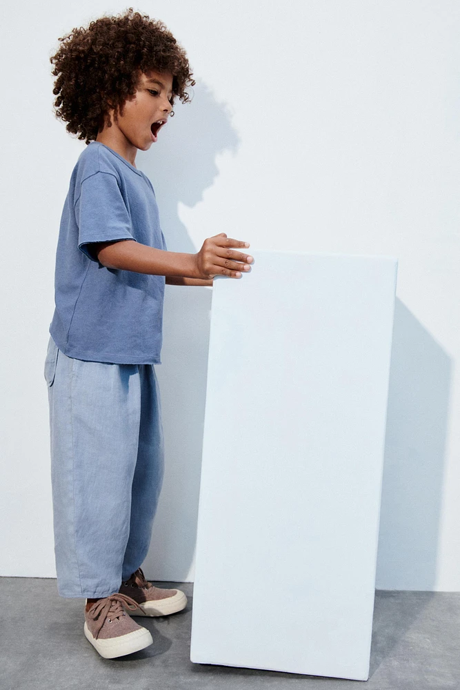 WASHED EFFECT T-SHIRT WITH COTTON AND LINEN