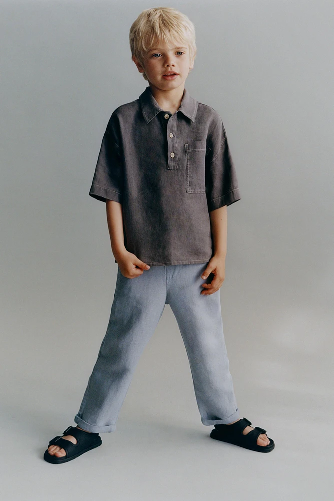 PANTALON DROIT AVEC LIN