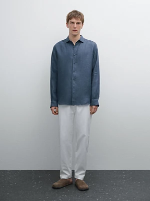 100% linen regular fit twill shirt