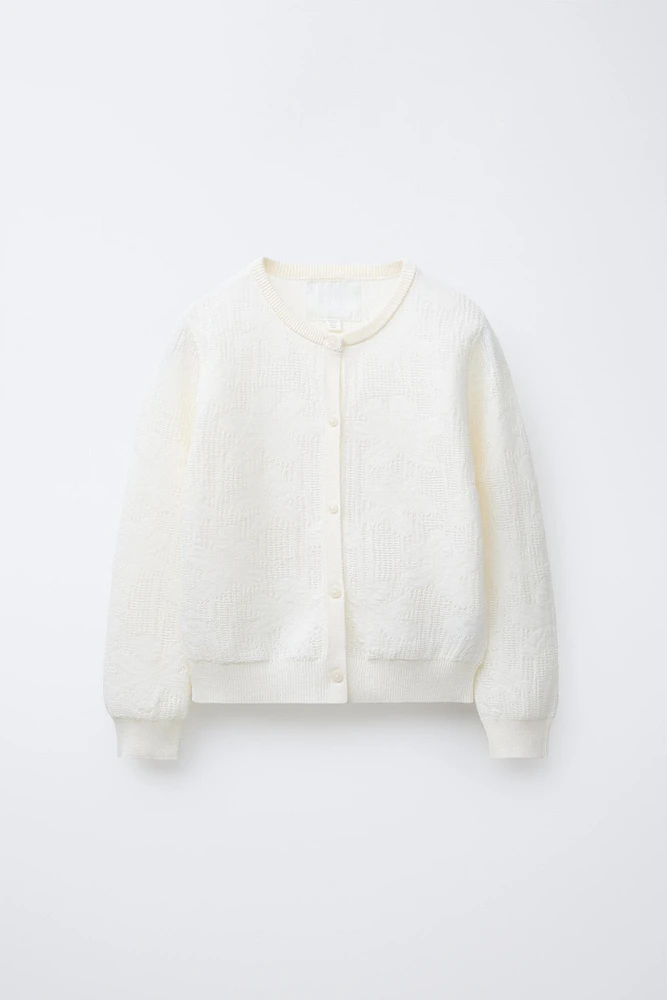 VESTE FINE JACQUARD FLEURS