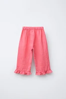 PANTALON JUPE-CULOTTE À VOLANTS 100 % LIN