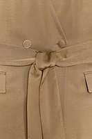 BELTED BLAZER WITH SHOULDER PADS