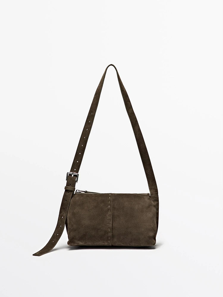 Split suede leather mini crossbody bag