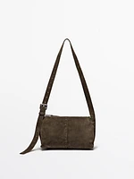 Split suede leather mini crossbody bag